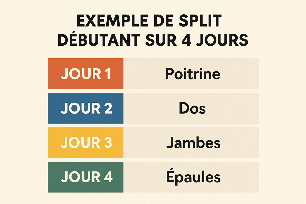Exemple de split débutant sur 4 jours