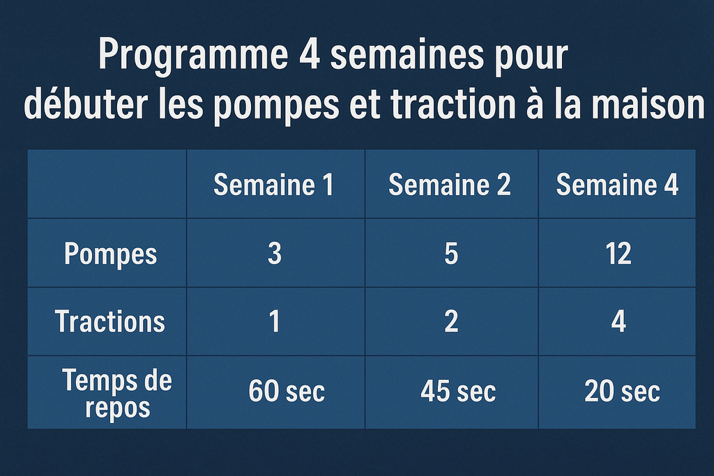 Programme 4 semaines pour débuter les pompes et tractions à la maison